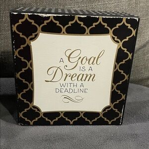 A Goal Is A Dream With A Deadline Decorative Quote Block with Gold and Black